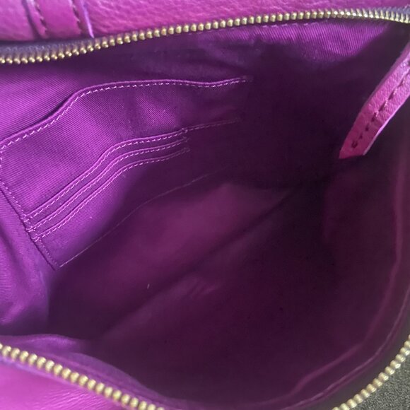 Fossil Fuchsia Purple Leather Folding Tote Purse Large Bag - Picture 10 of 12